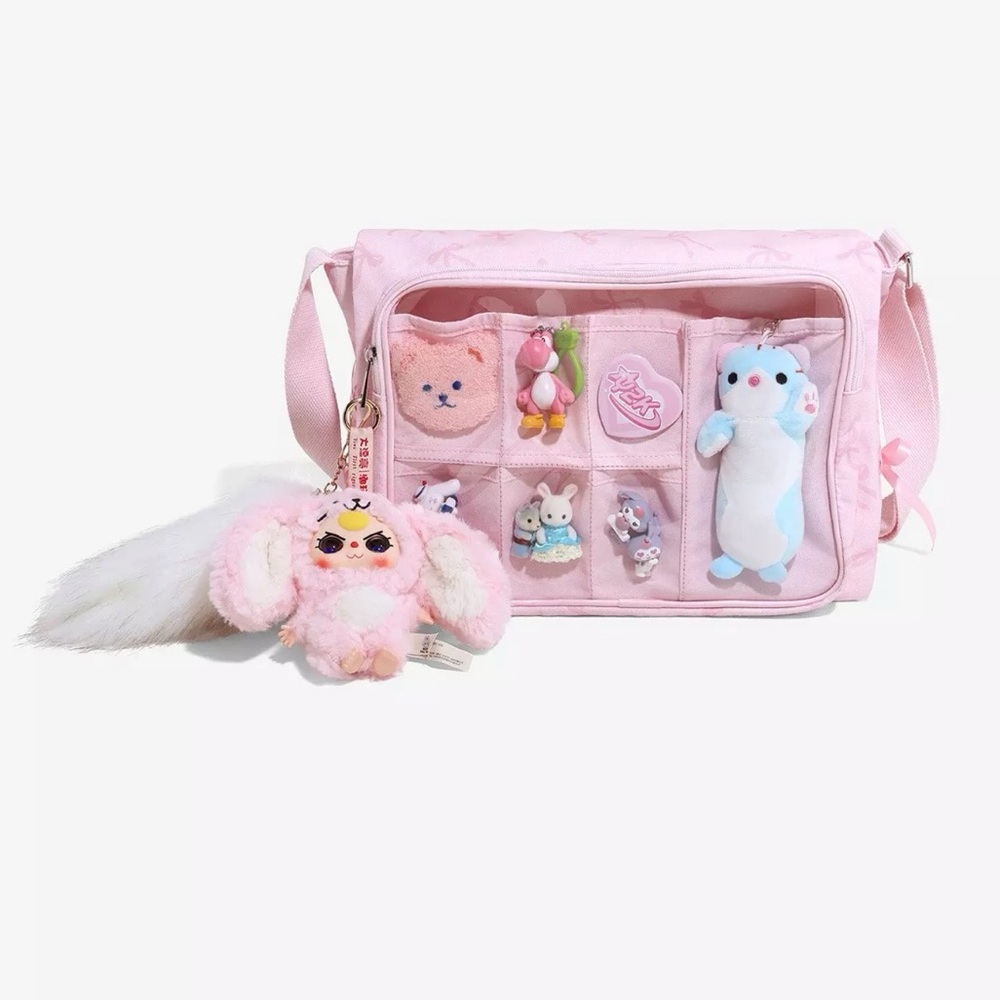 Cute Pink Trinket Plushie Display Messenger Bag!